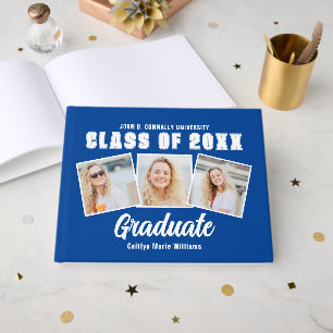 Blaue Weiße Foto-Abschlussklasse 2026 Abitur Gästebuch
