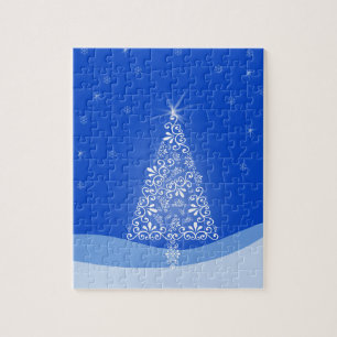 Blaue Weiße Frohe Weihnachtsbaum Sterne Nachtlicht