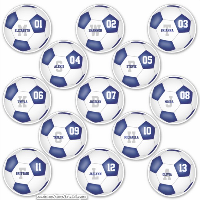 Blaue weiße Fußballmannschaft färbt einzelne Spiel Aufkleber (Vorderseite)