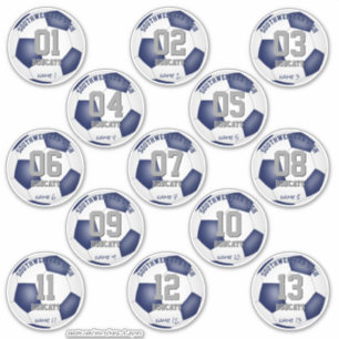 Blaue Weiße Fußballmannschaft - Set von 13 Aufkleber