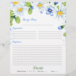 Blaue Weiße Gänseblümchen Blumenbinder-Rezept-Einl Flyer
