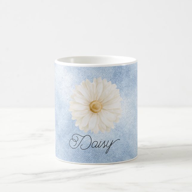 Blaue Weiße Gänseblümchenblume Kaffeetasse (Mittel)
