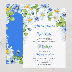 Blaue Weiße Gänseblume Post Hochzeitsempfang Nur Einladung
