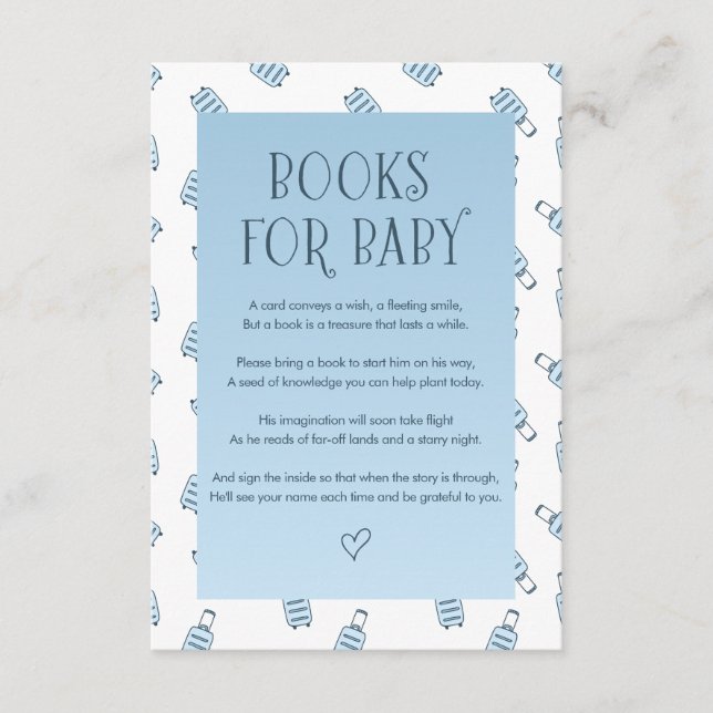 Blaue weiße Gepäckbücher für Baby Begleitkarte (Vorderseite)