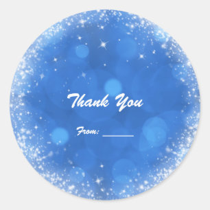Blaue & Weiße Glitzer-Faux-Glitter-Cinderella-Part Runder Aufkleber