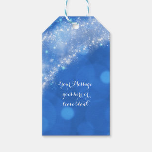 Blaue & Weiße Glitzernde Cinderella Hochzeitsfeier Geschenkanhänger