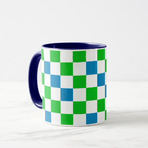 Blaue Weiße Grüne Karierte Gestaltung  Tasse