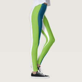 Blaue weiße grüne Streifen Leggings