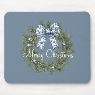 Blaue Weiße Grüne Weihnachtsgirlande Mousepad