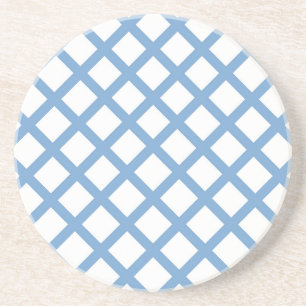 Blaue weiße Harlekin-Diamant-Streifenmuster Getränkeuntersetzer