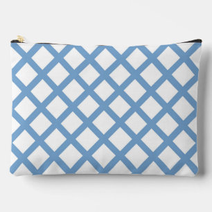 Blaue weiße Harlekin-Diamant-Streifenmuster groß Zubehörtasche