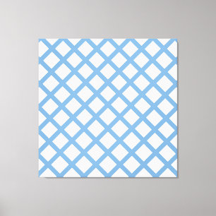 Blaue weiße Harlekin-Diamant-Streifenmuster Leinwanddruck