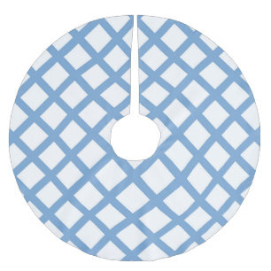 Blaue weiße Harlekin-Diamant-Streifenmuster Polyester Weihnachtsbaumdecke