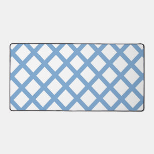 Blaue weiße Harlekin-Diamant-Streifenmuster Schreibtischunterlage