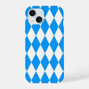 Blaue Weiße Harlekin-Diamanten-Schachbrett-Design iPhone 15 Hülle