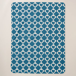 Blaue Weiße Herz Schachbrett Muster Sherpadecke