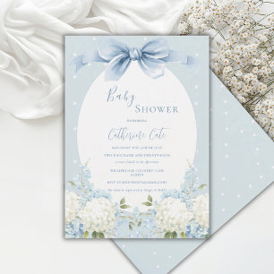 Blaue Weiße Hortensien Band Vintage Baby Shower Einladung