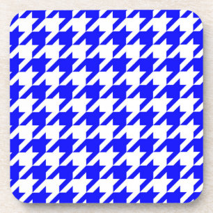 Blaue Weiße Houndstooth Karo Getränkeuntersetzer
