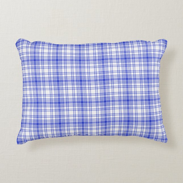 Blaue weiße karierte 2 dekokissen (Vorderseite)