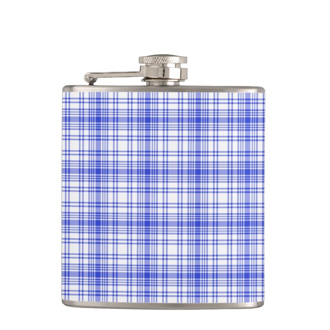Blaue weiße karierte 2 flachmann (Vorderseite)