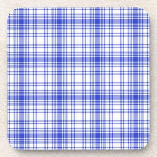 Blaue weiße karierte 2 getränkeuntersetzer