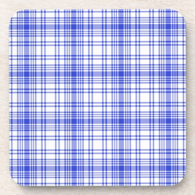 Blaue weiße karierte 2 getränkeuntersetzer (Vorderseite)