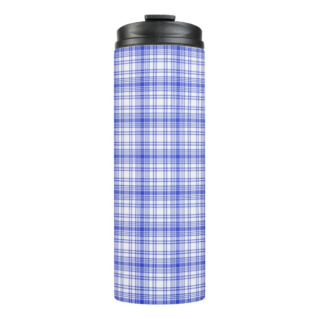 Blaue weiße karierte 2 thermosbecher (Vorderseite)