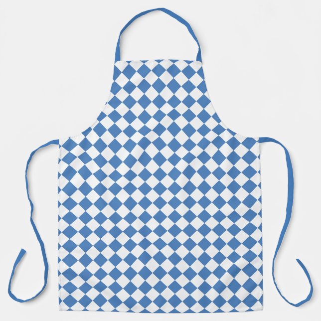 Blaue weiße Karo-Diamant-Muster Schürze (Vorderseite)