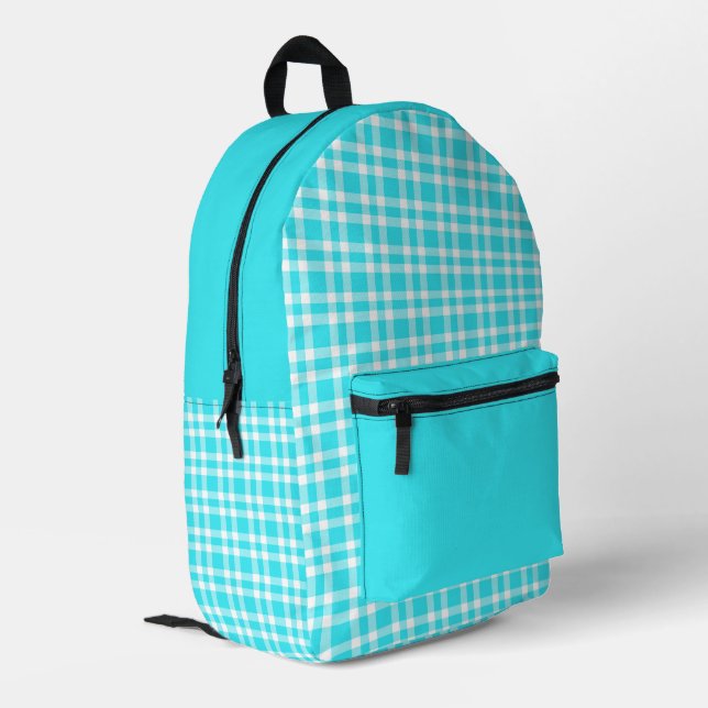 Blaue weiße Karo-Muster Bedruckter Rucksack (Rückseitige Ecke links)