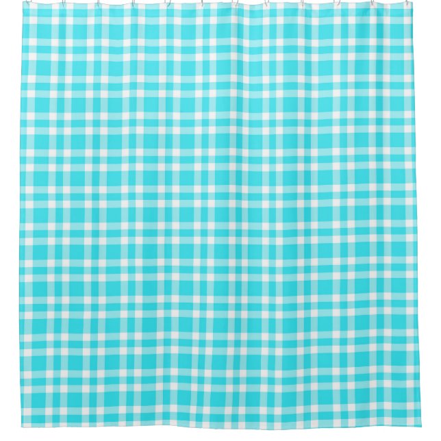 Blaue weiße Karo-Muster Duschvorhang (Vorderseite)