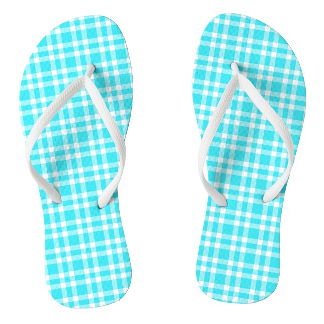 Blaue weiße Karo-Muster Flip Flops (Fußbett)