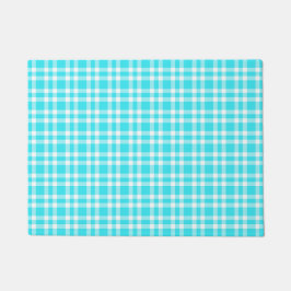 Blaue weiße Karo-Muster Fußmatte