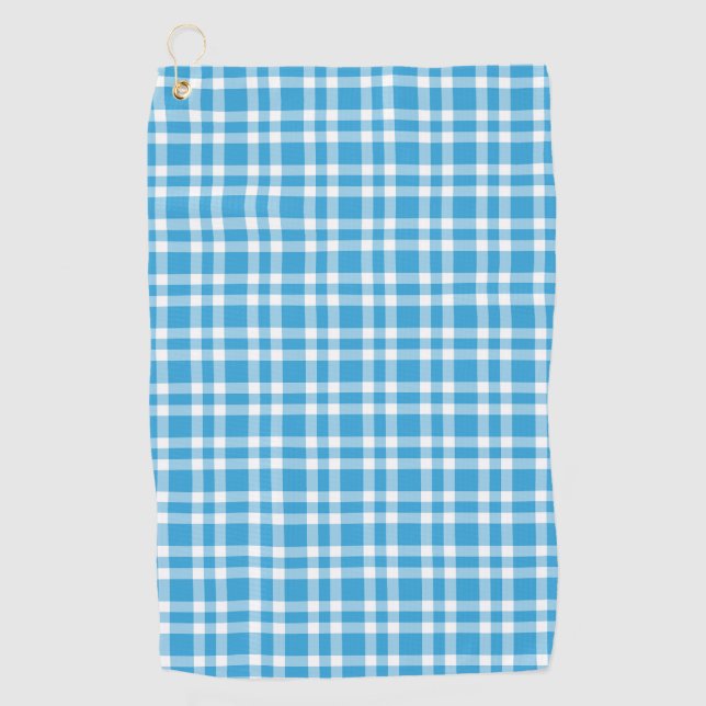 Blaue weiße Karo-Muster Golfhandtuch (Vorderseite)