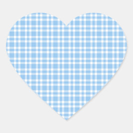 Blaue weiße Karo-Muster Herz-Aufkleber