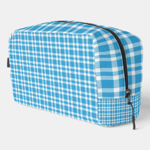 Blaue weiße Karo-Muster-Kosmetiktasche Waschbeutel
