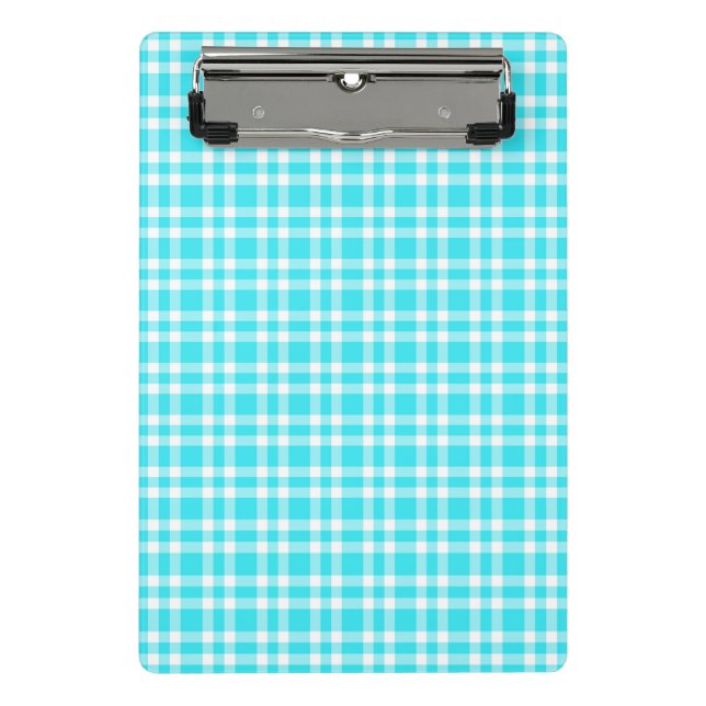 Blaue weiße Karo-Muster Mini Klemmbrett (Vorderseite)
