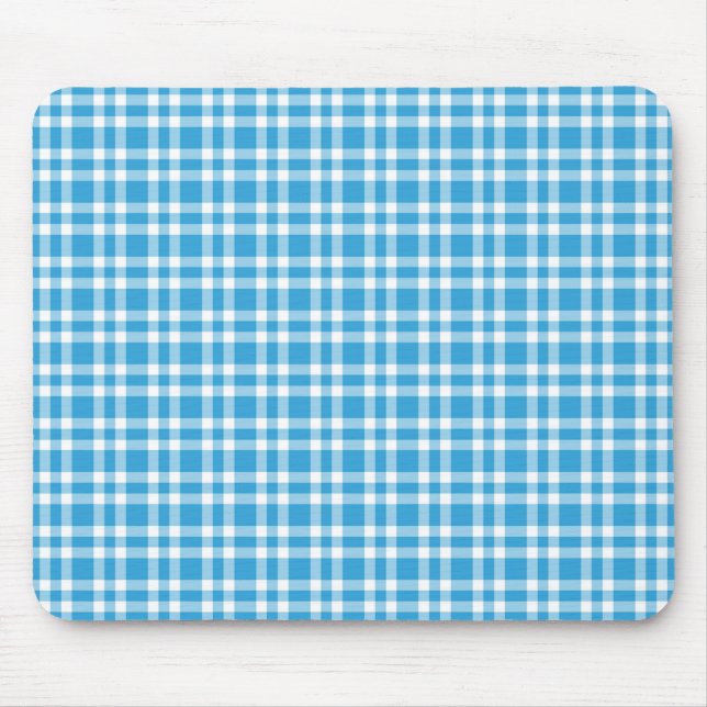 Blaue weiße Karo-Muster Mousepad (Vorne)