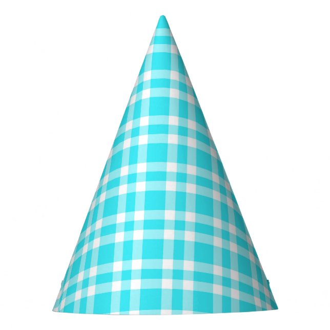 Blaue weiße Karo-Muster Partyhütchen (Vorderseite)