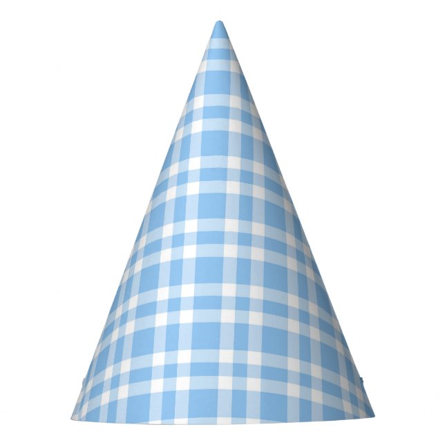 Blaue weiße Karo-Muster Partyhütchen (Vorderseite)