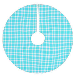 Blaue weiße Karo-Muster Polyester Weihnachtsbaumdecke