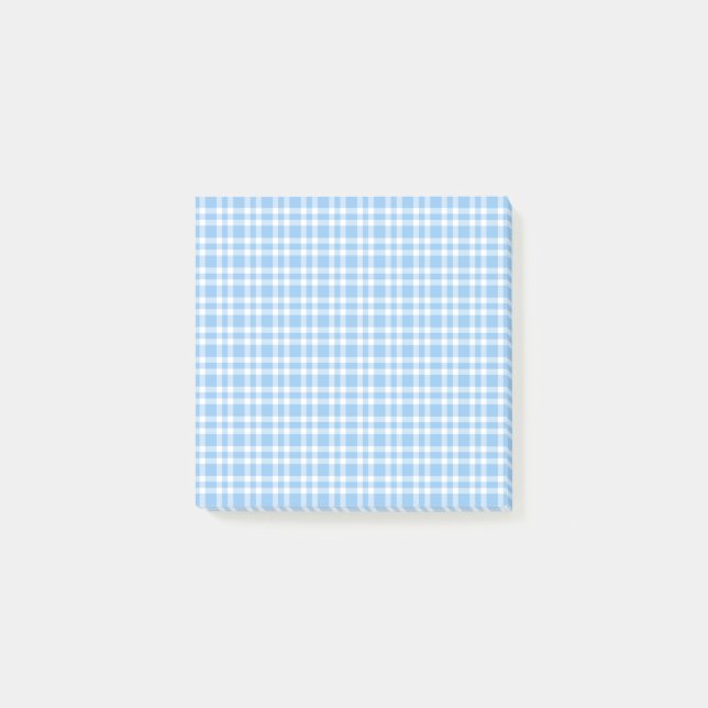Blaue weiße Karo-Muster Post-it Klebezettel (Vorderseite)