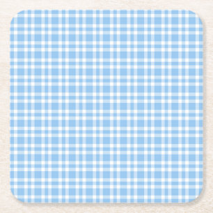 Blaue weiße Karo-Muster Rechteckiger Pappuntersetzer