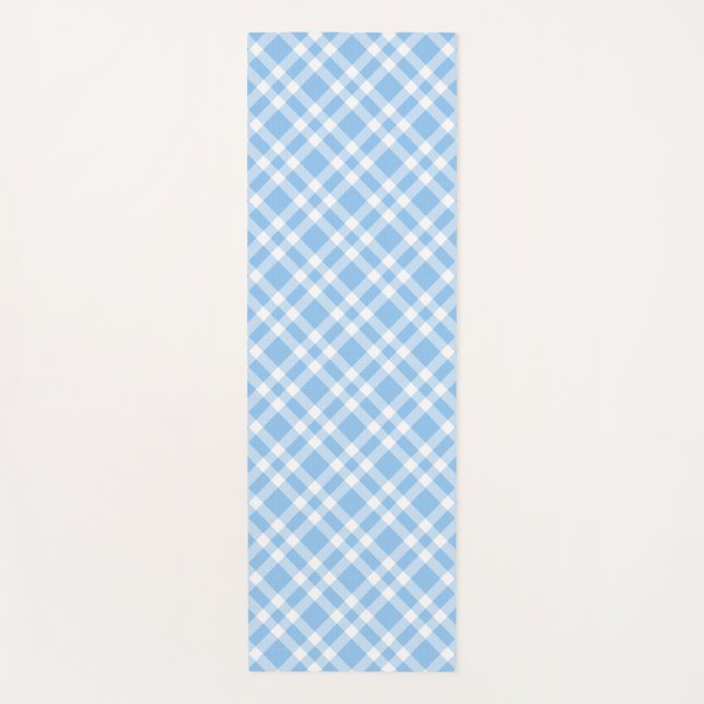 Blaue weiße Karo-Muster Yogamatte (Vorderseite)