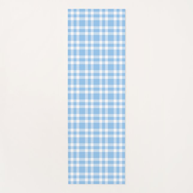 Blaue weiße Karo-Muster Yogamatte (Vorderseite)