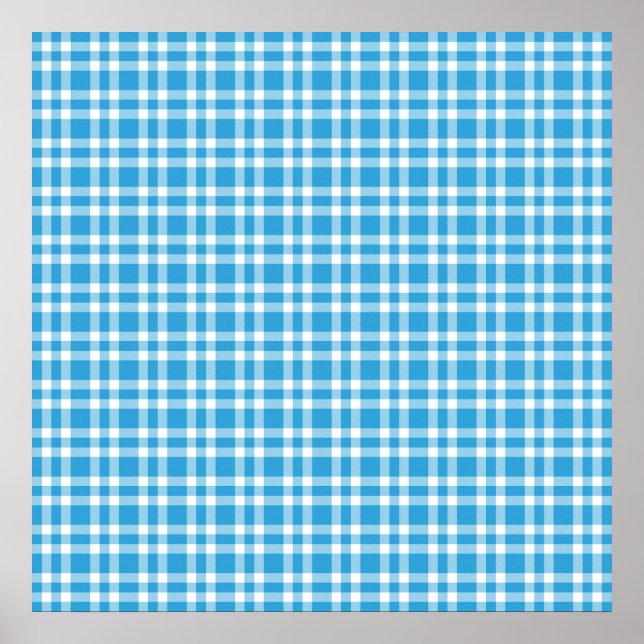 Blaue weiße Karomuster Poster (Vorne)