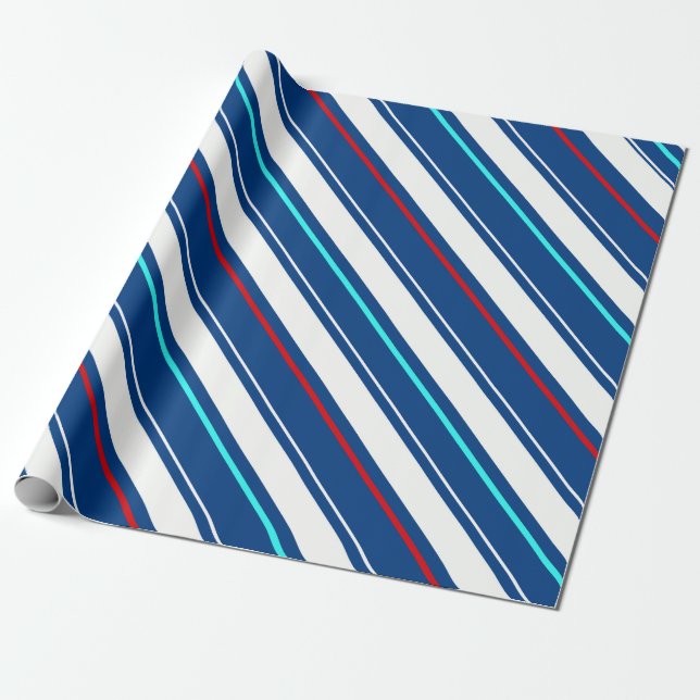 Blaue, weiße, lanted Regimental Stripes Geschenkpapier (Ungerollt)