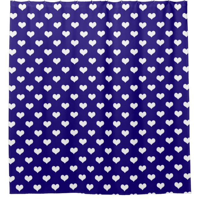 Blaue weiße Liebe Herzdesign Duschvorhang (Vorderseite)
