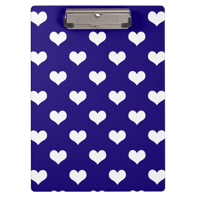 Blaue weiße Liebe Herzdesign Klemmbrett (Vorderseite)