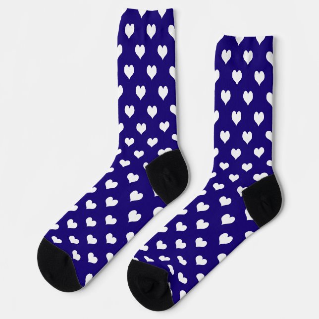 Blaue weiße Liebe Herzdesign Socken (Linkes Detail)