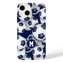 Blaue weiße Mädchenfußbälle mit Monogramm
